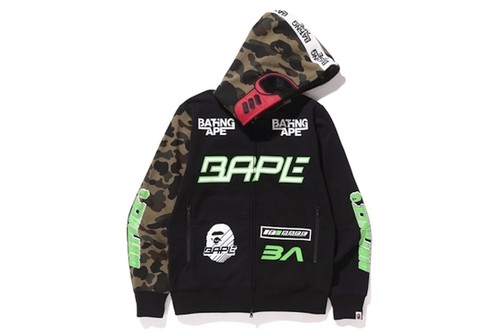 A BATHING APE (BAPE) Felpa con cappuccio Bape BMX maschera cerniera intera piccola nera