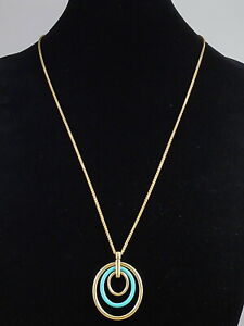 Lucky Brand Goldtone Turquoise Resin Triple Orbital Adjustable Slider Necklace