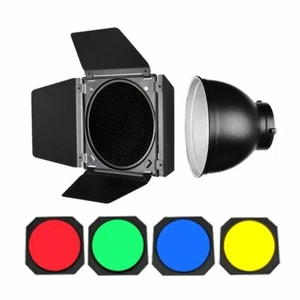 Réflecteur Godox Bowens + BD-04 Barndoor avec grille et filtre couleur pour flash de studio - Photo 1/9