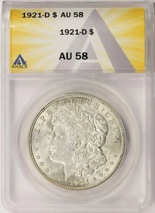 1921-D $1 Morgan Silver Dollar ANACS AU58 - Picture 1 of 4