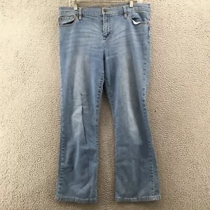Ralph Lauren Straight Leg Jeans Womens 14 (Actual 36X29) Blue Denim Mid Rise Zip - Picture 1 of 16