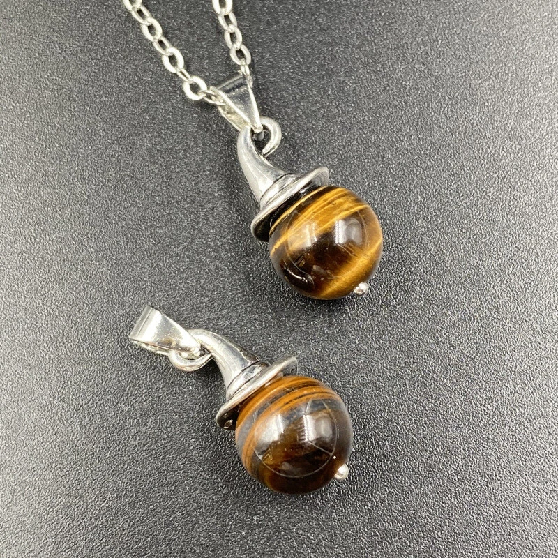 10 шт. Тигровый глаз камень подвеска мяч Magic шляпа чакры Рейки исцеления энергии - Изображение 1 из 1