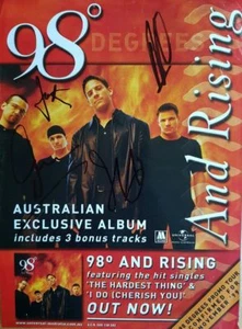 98 DEGREES PERSONALLY SIGNED BY 4 AD FOR ALBUM 98 DEGREES & RISING WITH COA - Bild 1 von 1