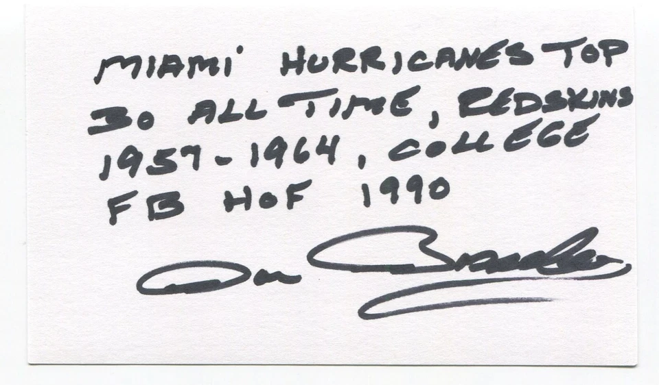 Don Bosseler Signed 3x5 Index Card Autographed NFL Football Washington - Image 1 of 2