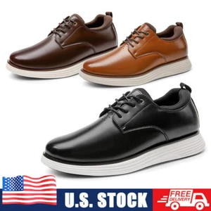 Men Classic Derby Oxfords Formal Dress Sneakers Casual Lace-Up Comfortable Shoes - Picture 1 of 23