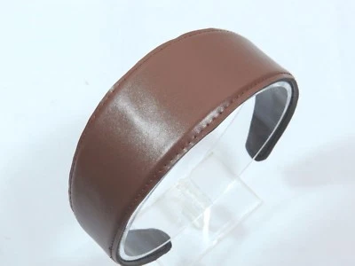 Classic Faux leather headband 1 7/8 inches wide Brown topstitch smooth ouchless - Image 1 of 2