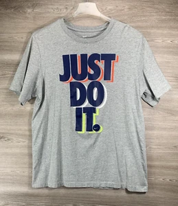 Nike Shirt Mens XL Gray Short Sleeve Tee Crew Neck Just Do It Spell Out - Picture 1 of 6