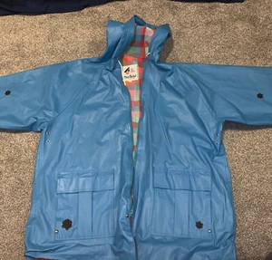 Womens both Misty Harbor original any time Rain coat jacket blue w/ plaid 1x - Picture 1 of 6