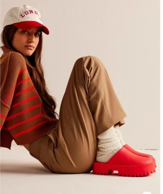 Sandálias Jeffrey Campbell tamanco vermelho moda plataforma robusta tamanco mula tamanho 7/38 - Imagem 1 de 4