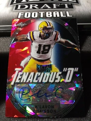 2020 K'Lavon Chaisson Leaf Metal Draft  crystals Rookie Auto 3/3 Jaguars - Image 1 of 2