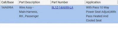 Ford Expedition 2009 10 11 12 13 2014 asiento derecho arnés motor BL1T-14A699-HA Foto 1 de 4