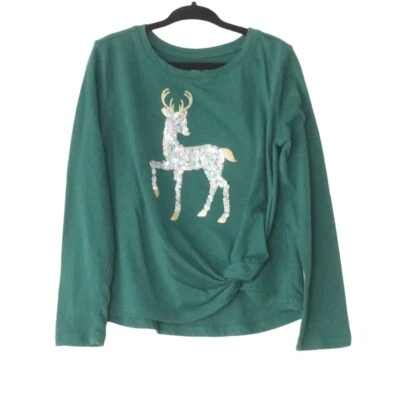 Children's Place Reindeer Graphic Tee Green S 5/6 - Image 1 of 3