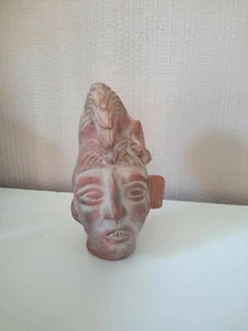 BUSTE EN TERRE CUITE  HOUPETTE SUR LA CHEVELURE - Picture 1 of 9