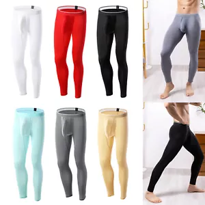 Herren Eis Seide Unterwäsche Hose Strumpfhose mit Beutel Long John Base Layer Unterteil - Bild 1 von 48