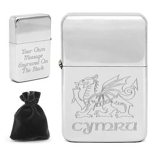 Personalised Cymru Lighter Welsh Dragon Wales with Engraved Message Customised - Picture 1 of 3