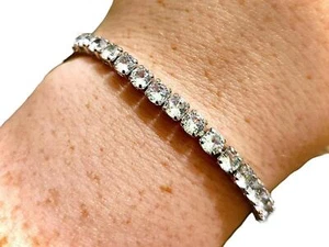 Bracciale Tennis Zirconi 7,5” Placcato Oro Bianco 18K Gioielli Scintillanti per Donna Regalo - Foto 1 di 6