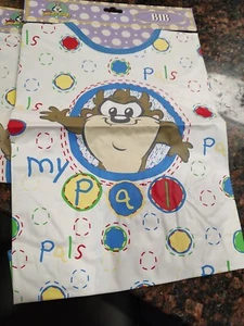 Pechera de plástico vintage Warner Bros Tasmania Devil TAZ para niño pequeño con a presión 1993 - Imagen 1 de 3