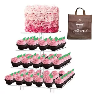 13.5'' Width Extra Large 4 Tiered Acrylic Glass Square Cake Standcupcake Stand D - Picture 1 of 7