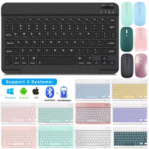 10 inch Bluetooth Wireless Keyboard & Cordless Mouse For Android iPad Tablet PC - Picture 1 of 142