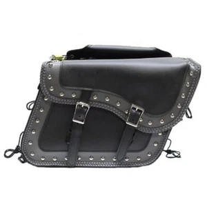 16.25" x 10.5" PVC MOTORCYCLE STUDDED SADDLEBAGS FOR HARLEY HONDA - DD02 - Bild 1 von 6