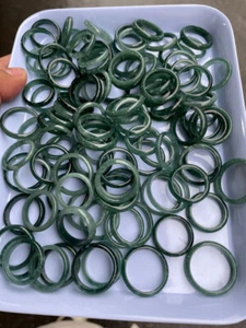 Wholesale 10pc Natural Jade Jadeite Carved Aperture Ring Full Ring - Picture 1 of 6