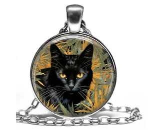 Collar de jardín negro gato en flores silvestres de 24" cadena furbaby PurrBaby mamá regalo - Imagen 1 de 5