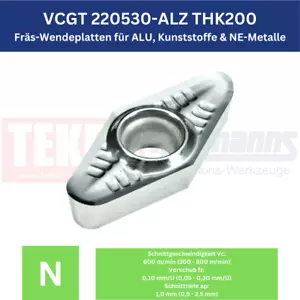 10 x VCGT 220530-ALZ THK200 placas giratorias fresado para metales ALUMINIO y NE - Imagen 1 de 1