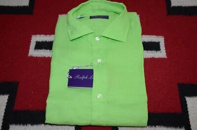 Camisa de Vestir Ralph Lauren Etiqueta Púrpura Hecha en Italia 100% Lino Foto 1 de 4