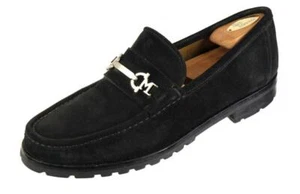Scarpe eleganti mocassini neri BRUNO MAGLI "Kenneth" pelle scamosciata fibbia 10 M ITALIA - Foto 1 di 7