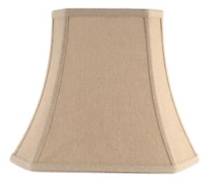 Linen Wheat Lamp Shade Cut Corner Fabric Lined Matching Trim