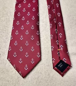 Cravatta Ancoraggio Nautica Nautica Power Rossa 100% Seta Bianca Geometrica 57"x3,25" Nuova con etichette - Foto 1 di 9