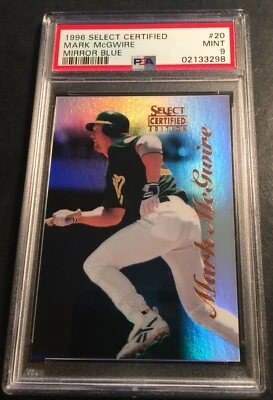 1996 MARK MCGWIRE SELECT CERTIFIED MIRROR BLUE #20 ATHLETICS HOF PSA 9 POP 11  - Image 1 of 2