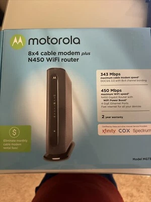 MOTOROLA MG7315- 30 N450 WIFI ROUTER 8x4 CABLE MODEM PLUS ROUTER - Untested - Image 1 of 4