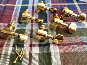 Gold 6-In-Line Electric or Acoustic Guitar Tuners - Picture 1 of 3