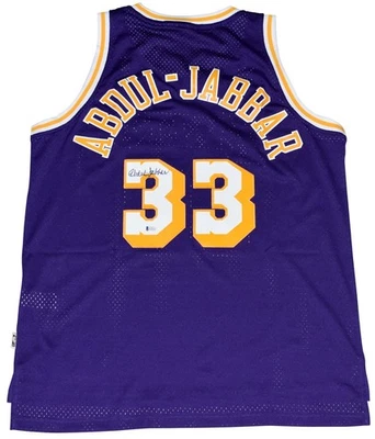KAREEM ABDUL-JABBAR SIGNED LOS ANGELES LAKERS #33 ADIDAS SWINGMAN JERSEY BECKETT - Image 1 of 2