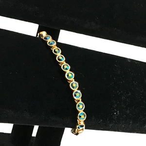 Swarovski Vintage Blue AB Stone Link Tennis Bracelet Multi Facet 7.5” - Bild 1 von 5