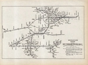 Mapa ferroviario antiguo de Rock Island Lines 1932 mapa de tonelaje diario neto 2731 - Imagen 1 de 3