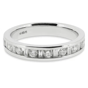 18ct White Gold Round & Baguette Diamond Eternity Ring - Picture 1 of 3