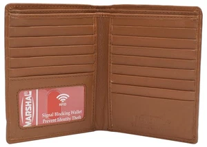 RFID Blocking Bifold Hipster Credit Card Wallet Premium Lambskin Leather (Tan) - Picture 1 of 7