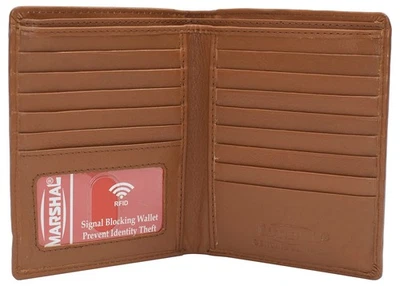 RFID Blocking Bifold Hipster Credit Card Wallet Premium Lambskin Leather (Tan) - Image 1 of 4