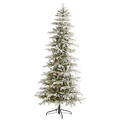  7.5ft. Slim Flocked Nova Scotia Spruce Artificial Christmas Tree 7ft 6in Green - Image 1 of 4