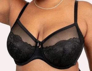Curvy Couture Luxe Spitzen Bügel BH Style #1299 Übergröße 42G schwarz - Bild 1 von 3