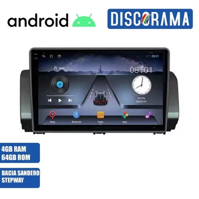 AUTORADIO ANDROID 4/64GB DACIA SANDERO STEPWAY 2022+ STEREO AUTO TOUCH NAVI 9" - Immagine 1 di 4