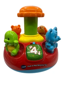 VTech Push & Play Spinning Top Toy Sounds Lights Talking H8" - Picture 1 of 12