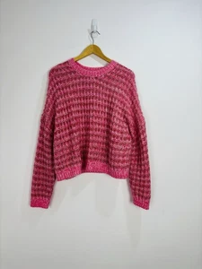 Boden Jumper Women Size Large Pink Marl Chunky Knit Oversized Boxy Alpaca Wool - Picture 1 of 9