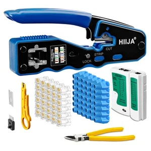 Hiija RJ45 Crimp Tool Pass Through - Cat5 Cat5e Cat6 Crimping Tool for RJ45 - Afbeelding 1 van 5