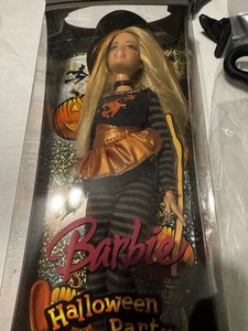 Barbie Halloween Party Doll Orange Skirt Witches Hat K8896 Open Box Collectible - Picture 1 of 11