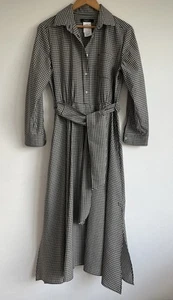 Max Mara Dress AU & UK 14 - US 12 Long Sleeve Black White Check Tie Waist - Picture 1 of 6