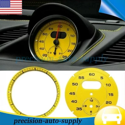 NEW Yellow Dial Clock Gauge Chrono Fits Porsche Cayman 911 Macan Cayenne Boxster Foto 1 de 4