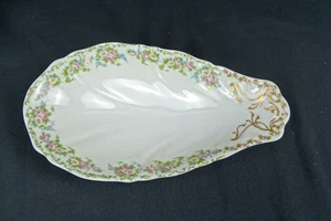Vintage O. P. Co. Syracuse Bone-china, Spoon Rest, 54002, Pastel Floral on White - Picture 1 of 4